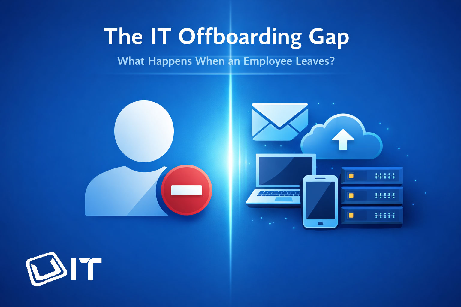 1. IT offboarding process illustration showing user access revoked and systems secured
